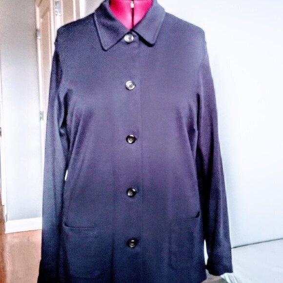 Lands End Navy Blue Cotton Cardigan - Picture 1 of 4